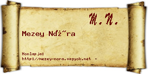 Mezey Nóra névjegykártya